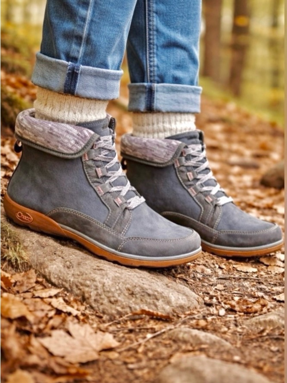 Chaco Women’s Barbary Grey Leather Boot Size US 8 EC